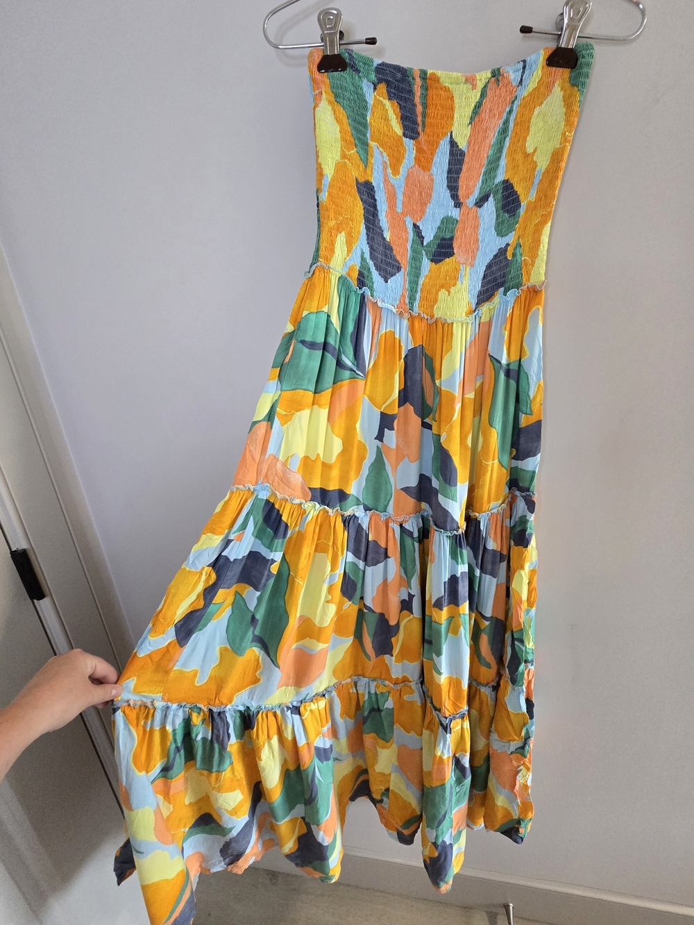 Abel the Label strapless multi-colour tiered maxi dress, yellow, green, coral - Picture 4 of 6